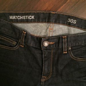 Jcrew matchstick jeans 30 short, dark denim